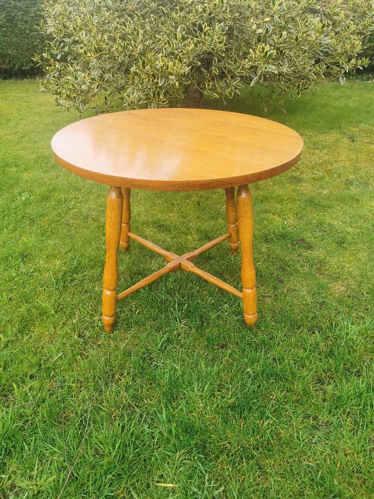 Ronde houten salontafel - Doorsnede 75 cm, Hoogte 60 cm, Ophalen, 50 – 75, Gebruikt, 100 tot 150 cm