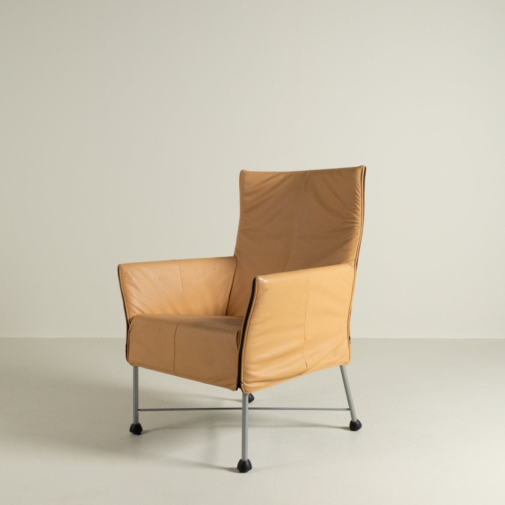 Montis Charly Fauteuil Vanille Leer - Aluminium (Op Doppen), Niet ingevuld, Zo goed als nieuw, Niet ingevuld, Niet ingevuld