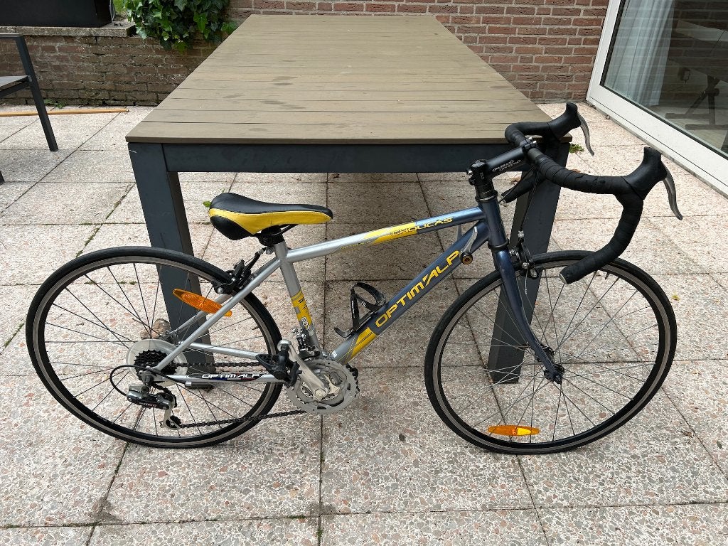 Kinder racefiets 24 inch antraciet geel, Fietsen en Brommers, Fietsen | Racefietsen, Gebruikt, Overige merken, 15 tot 20 versnellingen