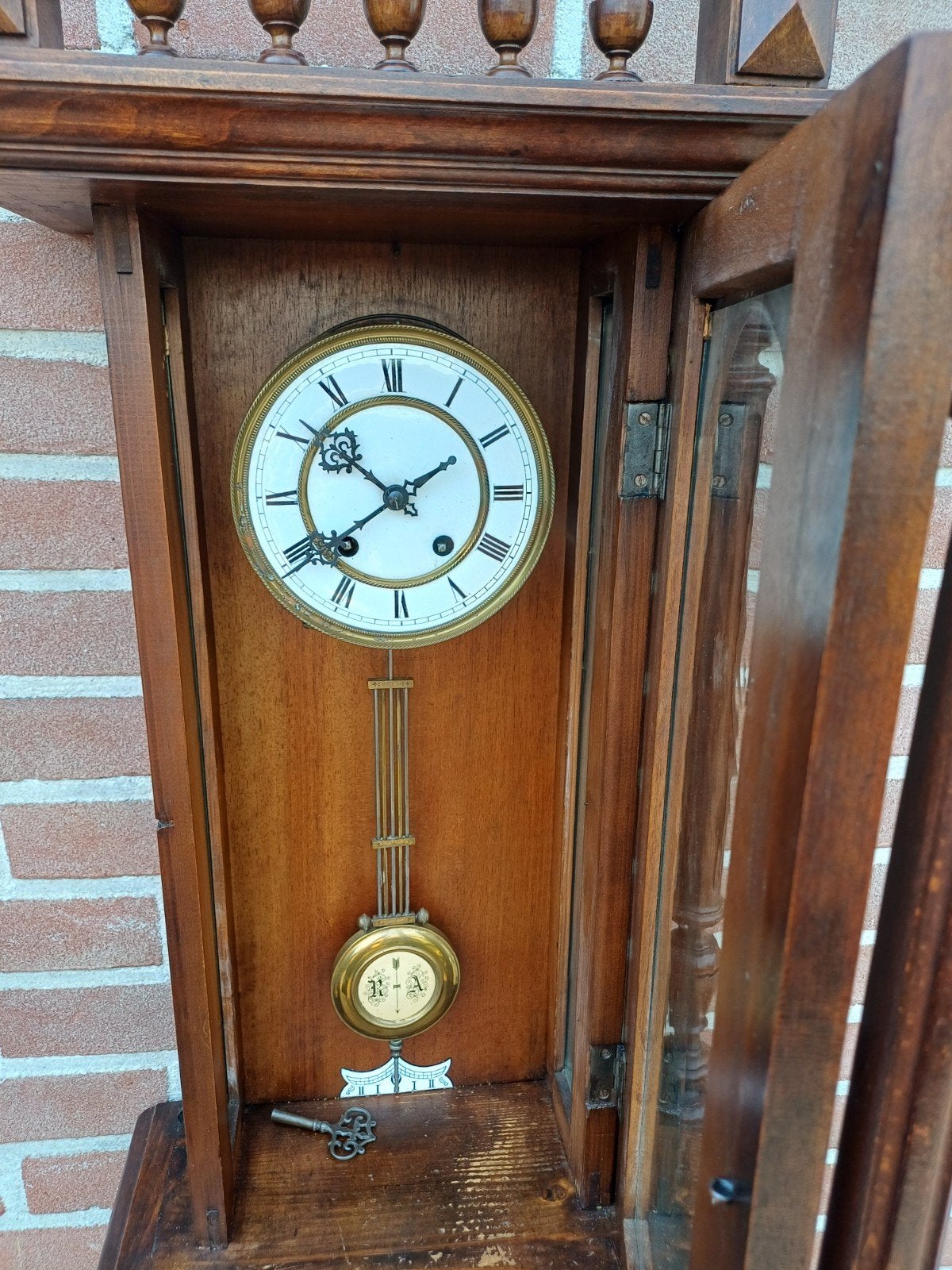 Antieke Mahoniehouten Regulateur Klok - Goed Werkend, Antiek en Kunst, Antiek | Klokken, Ophalen of Verzenden