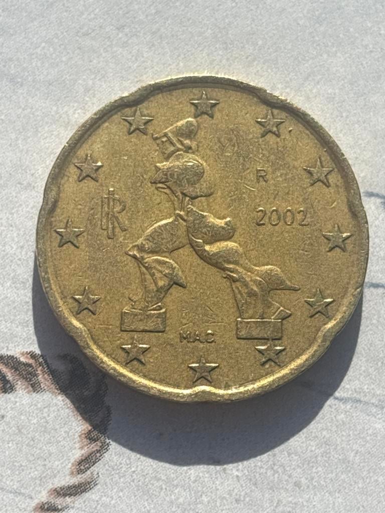 20 Cent Euromunt Italië 2002, Postzegels en Munten, Munten | Europa | Euromunten, Losse munt, 20 cent, Italië, Ophalen of Verzenden