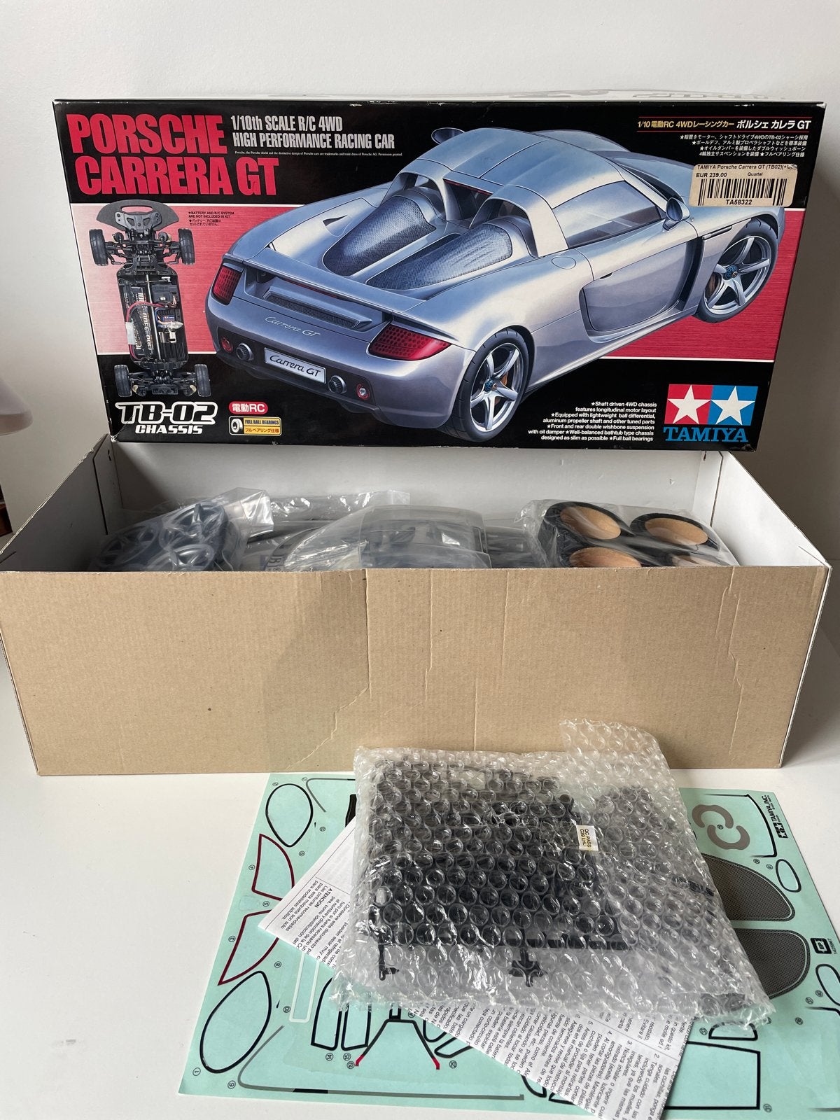 Tamiya Porsche Carrera GT RC Auto Bouwpakket 1:10 TB-02, Ophalen of Verzenden, Nieuw, Auto onroad