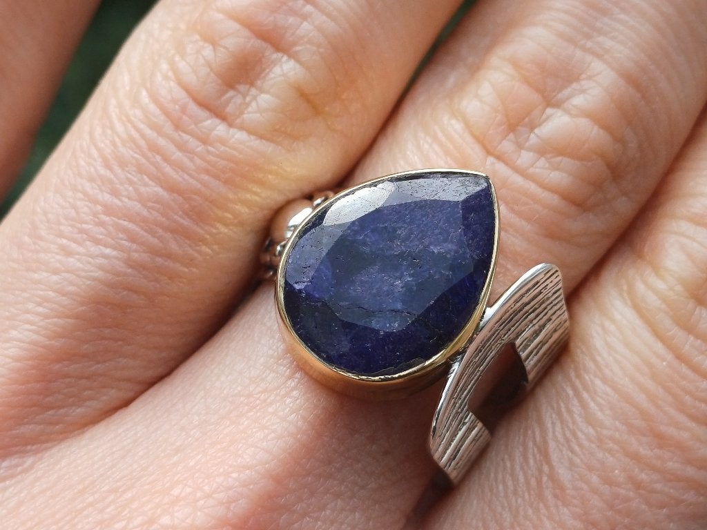 Vanoli 925 zilveren design ring met ruwe saffier maat 19, Daiva1973@hotmail.com, Vanoli, Blauw, 19 tot 20