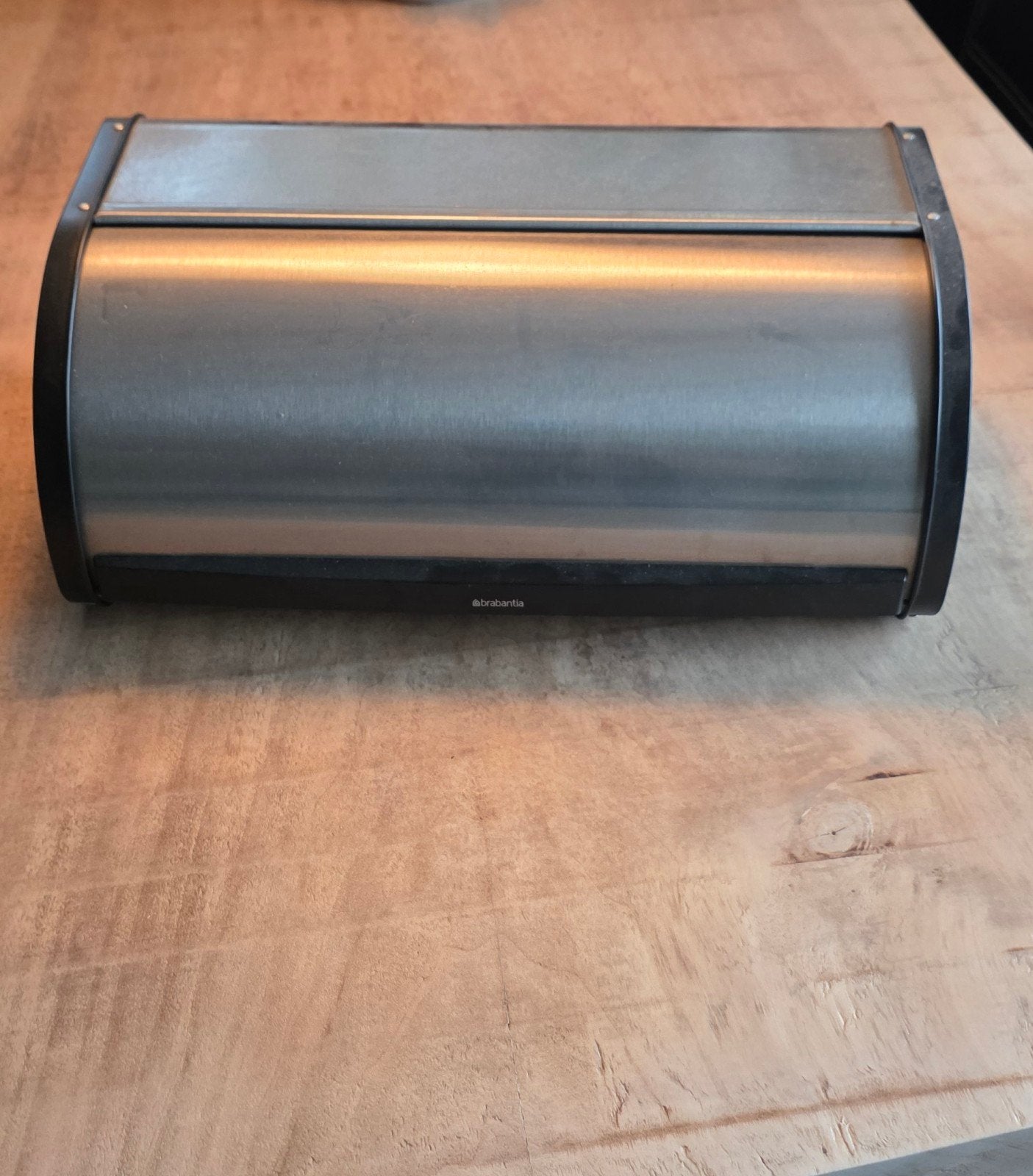 Brabantia Broodtrommel met Schuifdeksel - RVS Look, Ophalen, Gebruikt, Zilver, Metaal