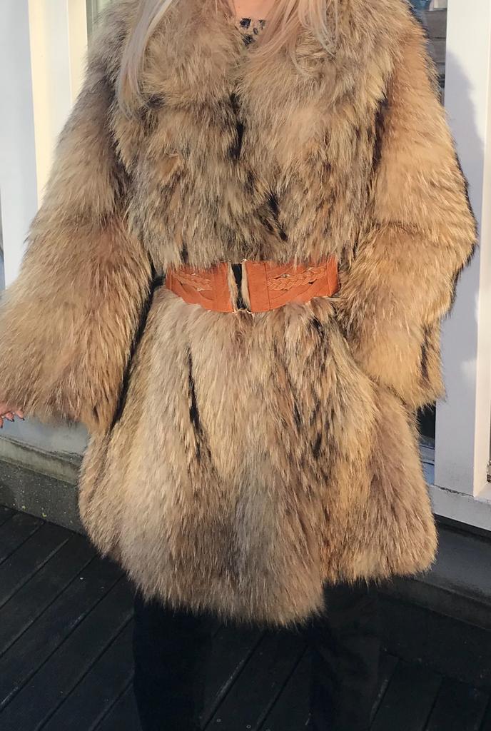 Luxe Wasbeer Bontjas - Warm en Stijlvol, Ophalen, Gedragen, Maat 38/40 (M), Bruin