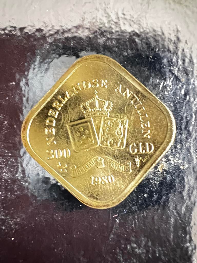Gouden 300 Antillen Gulden 1980, Ophalen of Verzenden, Goud