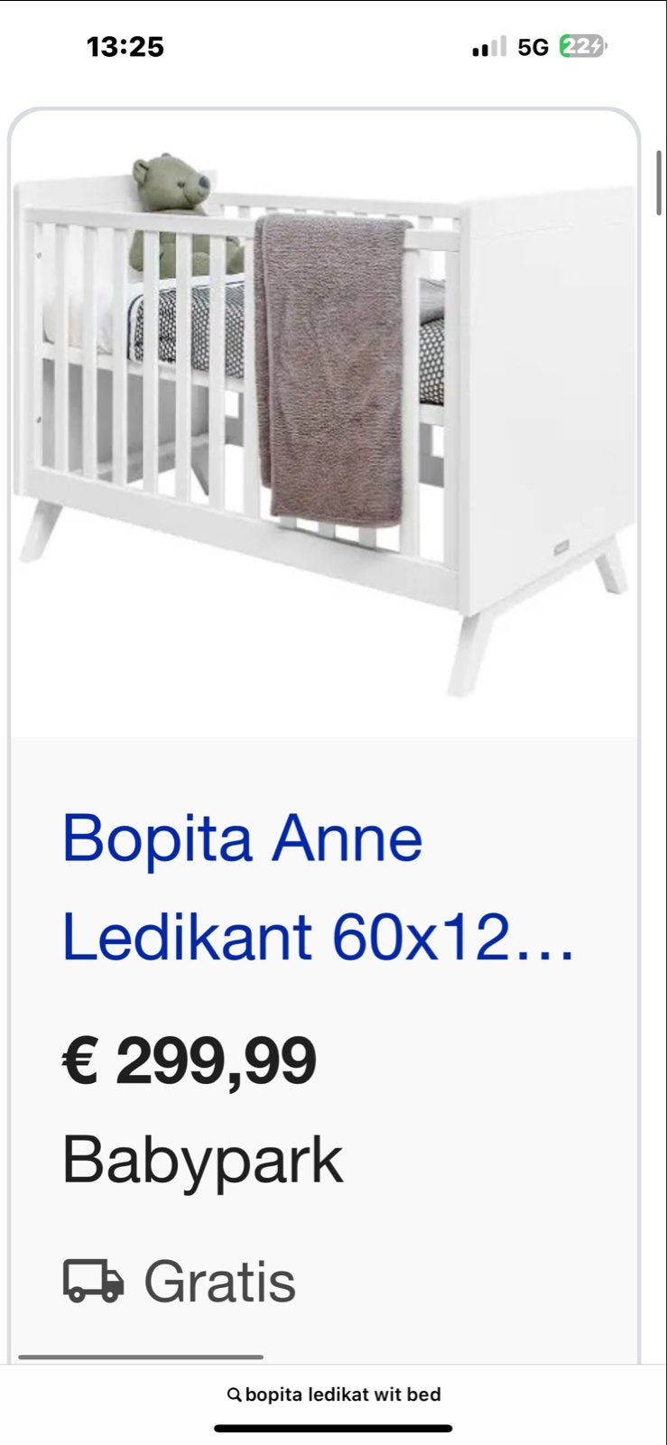 Bopita Anne Ledikant 60x120 cm Wit, Ophalen, Zo goed als nieuw, Ledikant