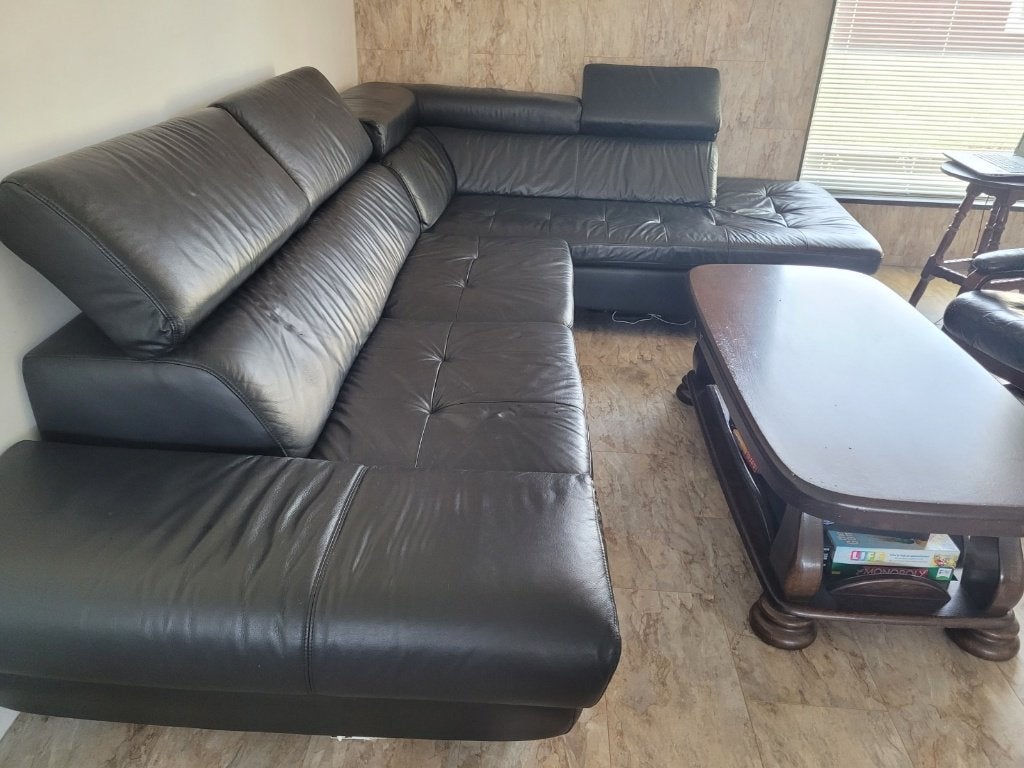 Leren hoekbank set, Huis en Inrichting, Banken | Bankstellen, Ophalen, Hoekbank, 300 cm of meer, Leer