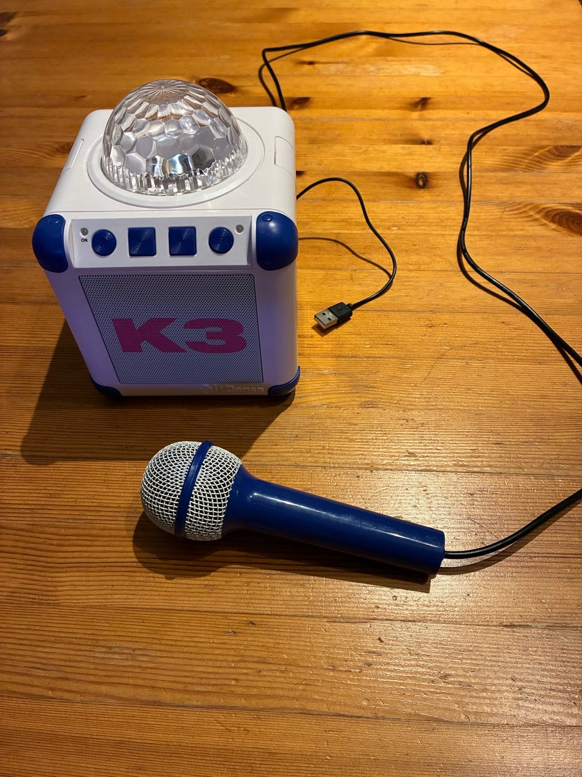 K3 Karaoke Set met Microfoon en Discolamp, Ophalen of Verzenden, Gebruikt, Complete set