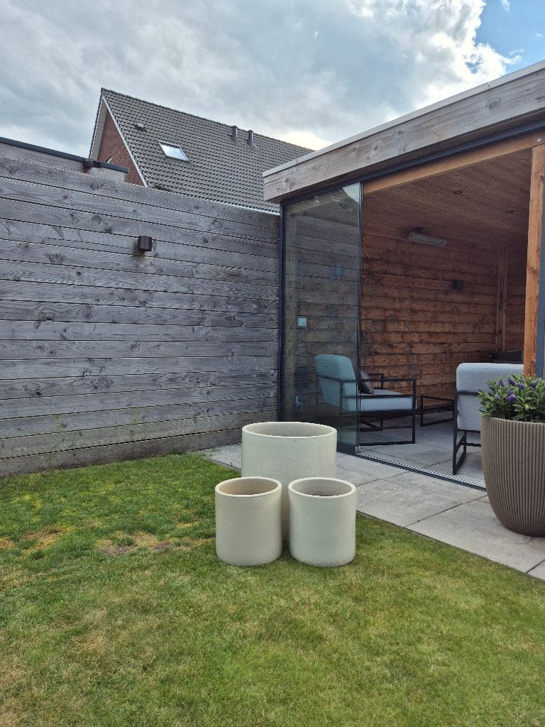 3 terracotta geglazuurde buitenpotten, winterhard, Tuin en Terras, Bloempotten, Ophalen, 40 cm of meer, Rond, Balkon
