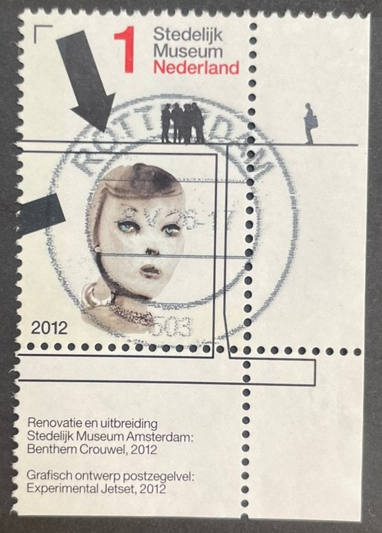 2012 Stedelijk museum A’dam nvph 2998/hoek Marlene Dumas, Ophalen of Verzenden, Na 1940, Gestempeld