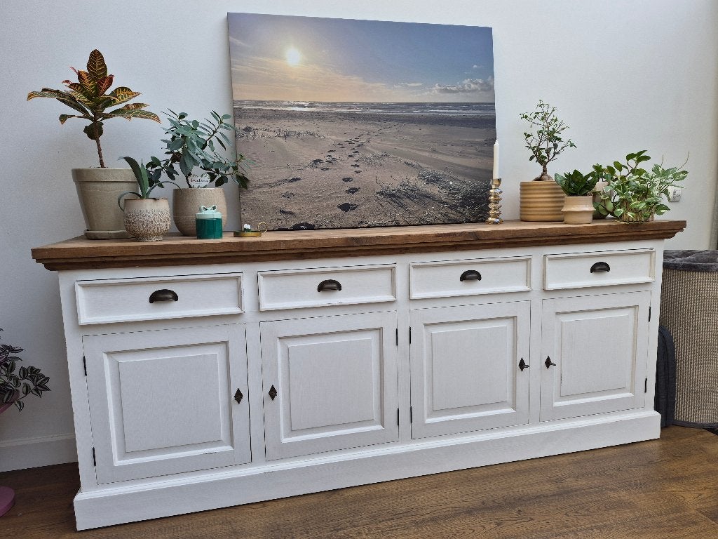 Dressoir landelijke stijl wit, vintage look, Ophalen, Gebruikt, Met lade(s), 200 cm of meer