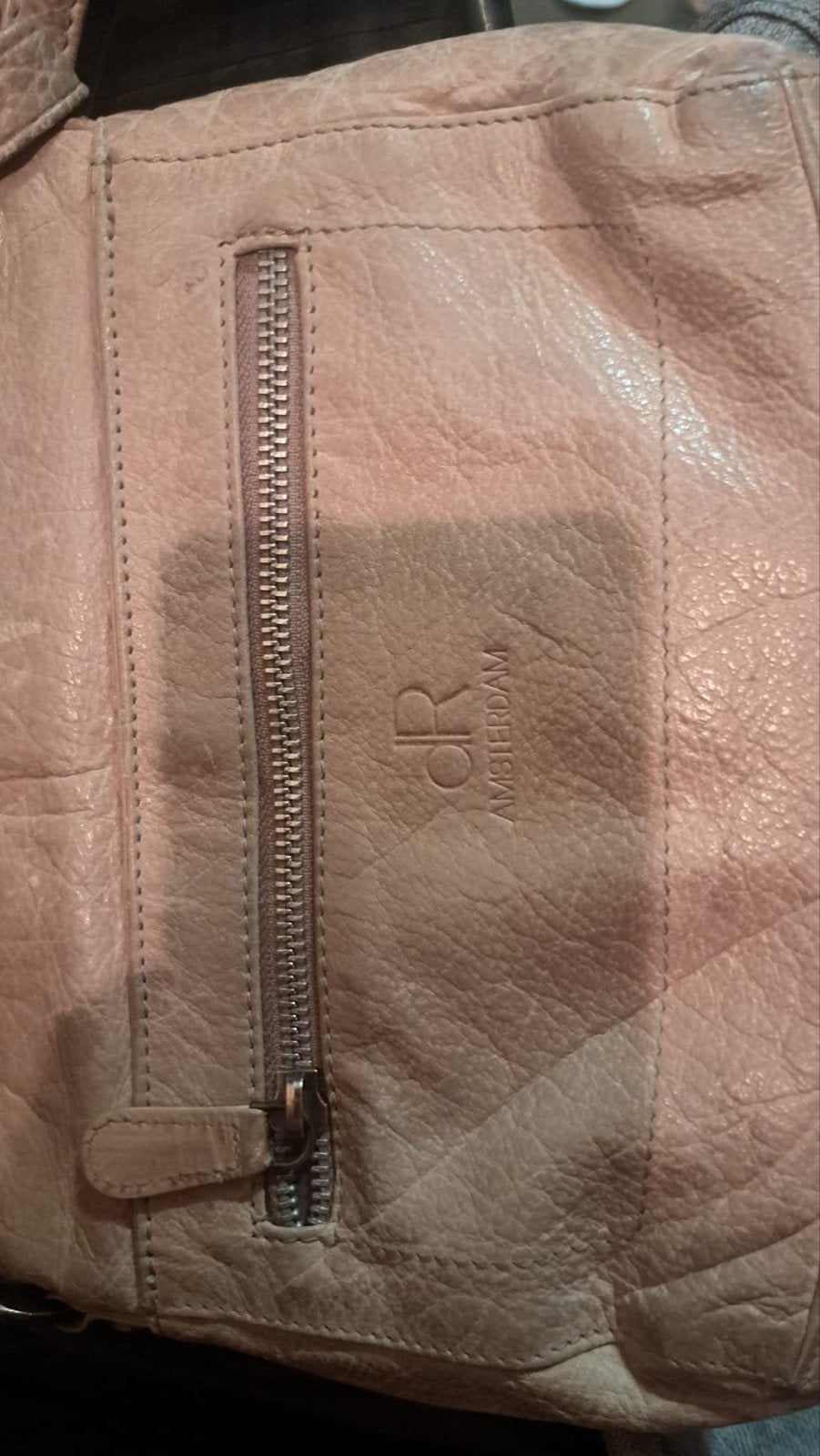 Dr Amsterdam leren tasje - 22x13 cm, Ophalen of Verzenden, Gebruikt, Roze, Schoudertasje