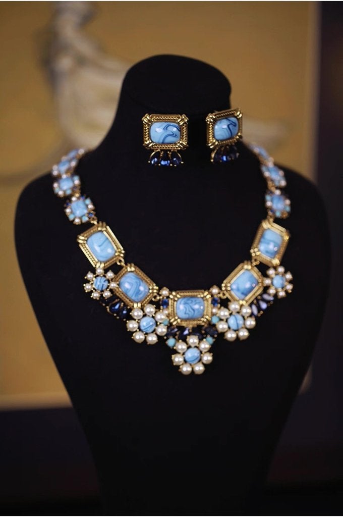 Blauwe Wolken Sieradenset met Swarovski & 18K Verguld, Overige materialen, Met strass, Nieuw, Verzenden
