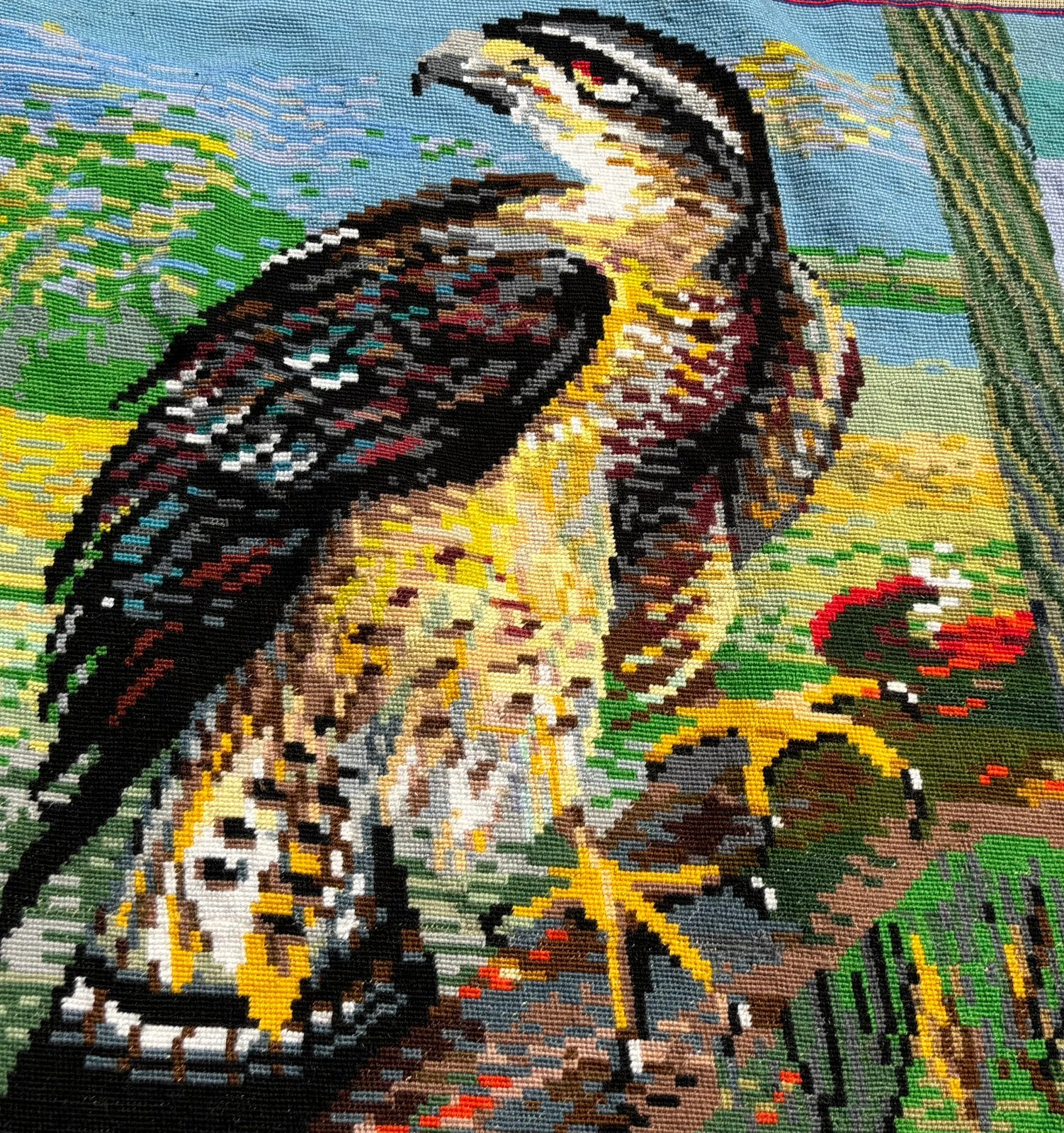 Groot tappiserie werk met wol , borduren petit point, Hobby en Vrije tijd, Ophalen of Verzenden, Zo goed als nieuw, Borduurpakket