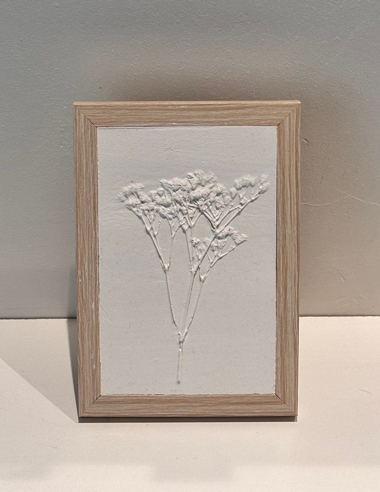 Schilderij met gips vulling, 12 cm, 17 cm, Ophalen of Verzenden, Wit