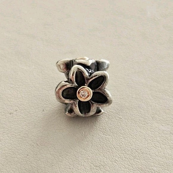 Pandora "He Loves Me" 14kt en nat. DIAMANT, Sieraden, Tassen en Uiterlijk, Bedels, Ophalen of Verzenden, Zo goed als nieuw, Goud