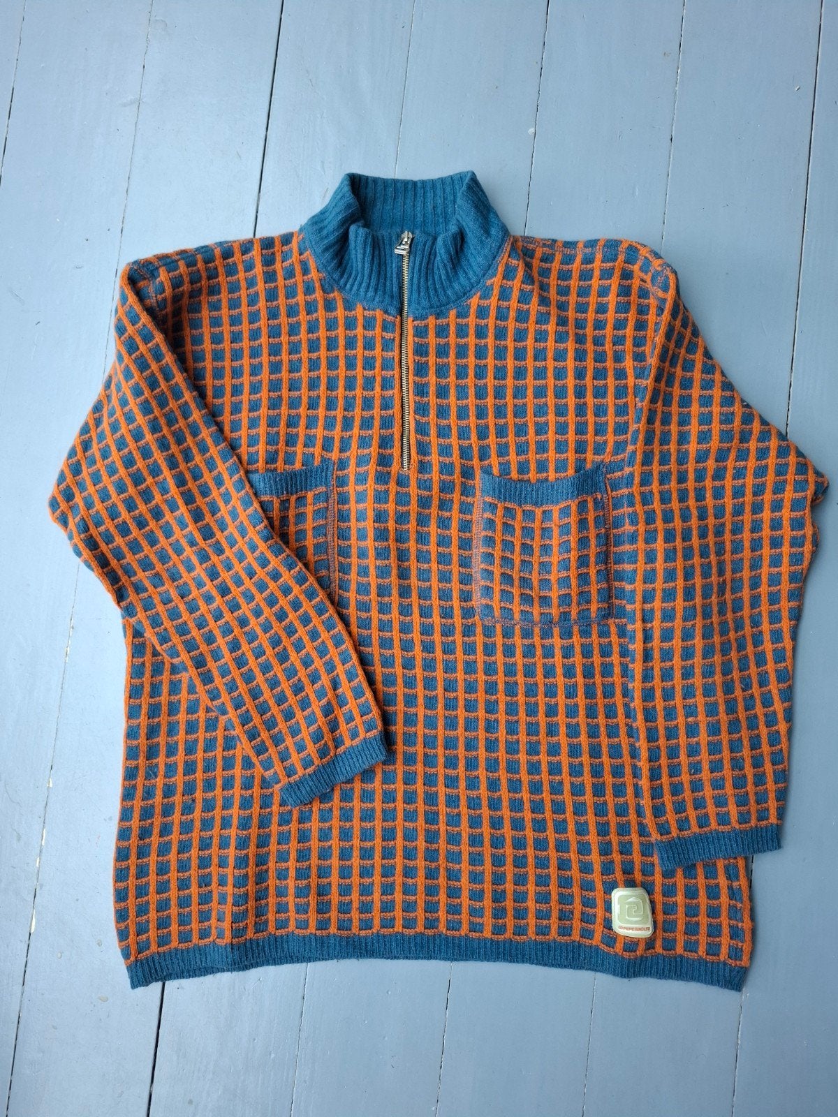 Trui Pepe Jeans oranje-turquoise unisex 70% lamswol, Meerkleurig, Maat 42/44 (L), Ophalen of Verzenden, Gedragen