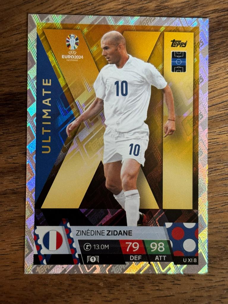 Zinedine Zidane Topps Match Attax EURO 2024 Ultimate kaart, Ophalen of Verzenden, Zo goed als nieuw, Buitenlandse clubs, Spelerskaart