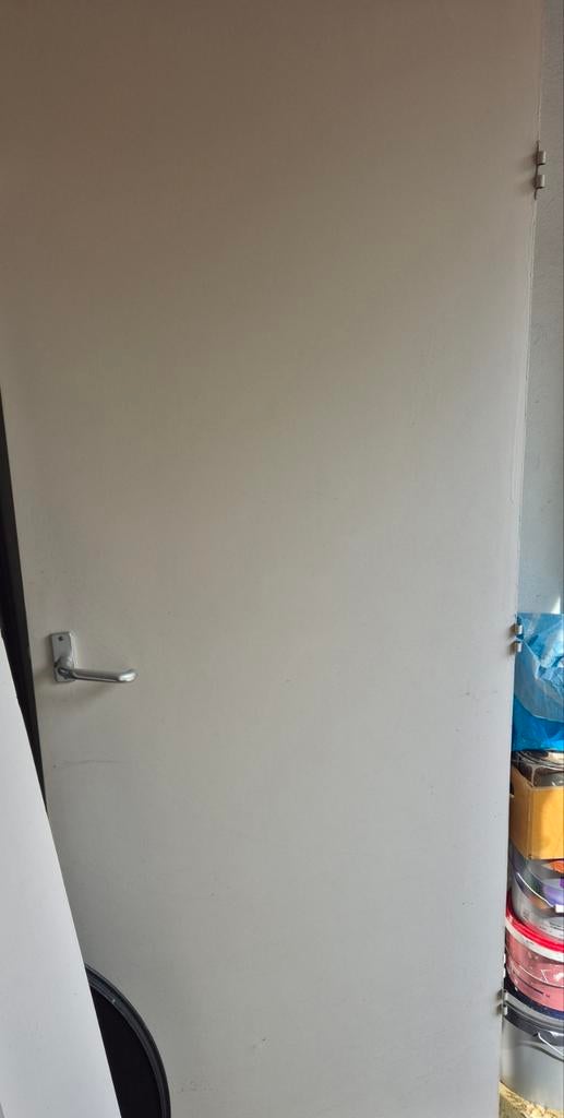 Witte binnendeur met klink en scharnieren, Ophalen, Gebruikt, 80 tot 100 cm, Binnendeur