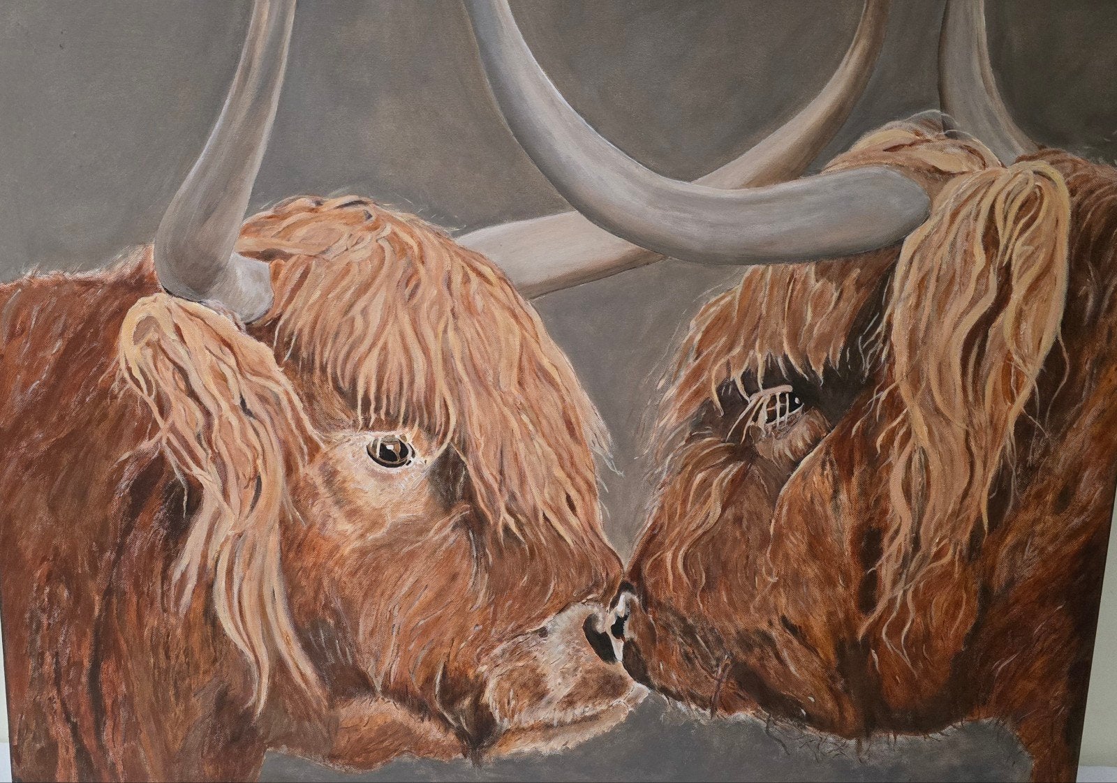 Schilderij Schotse Hooglanders Moeder en Dochter, Ophalen