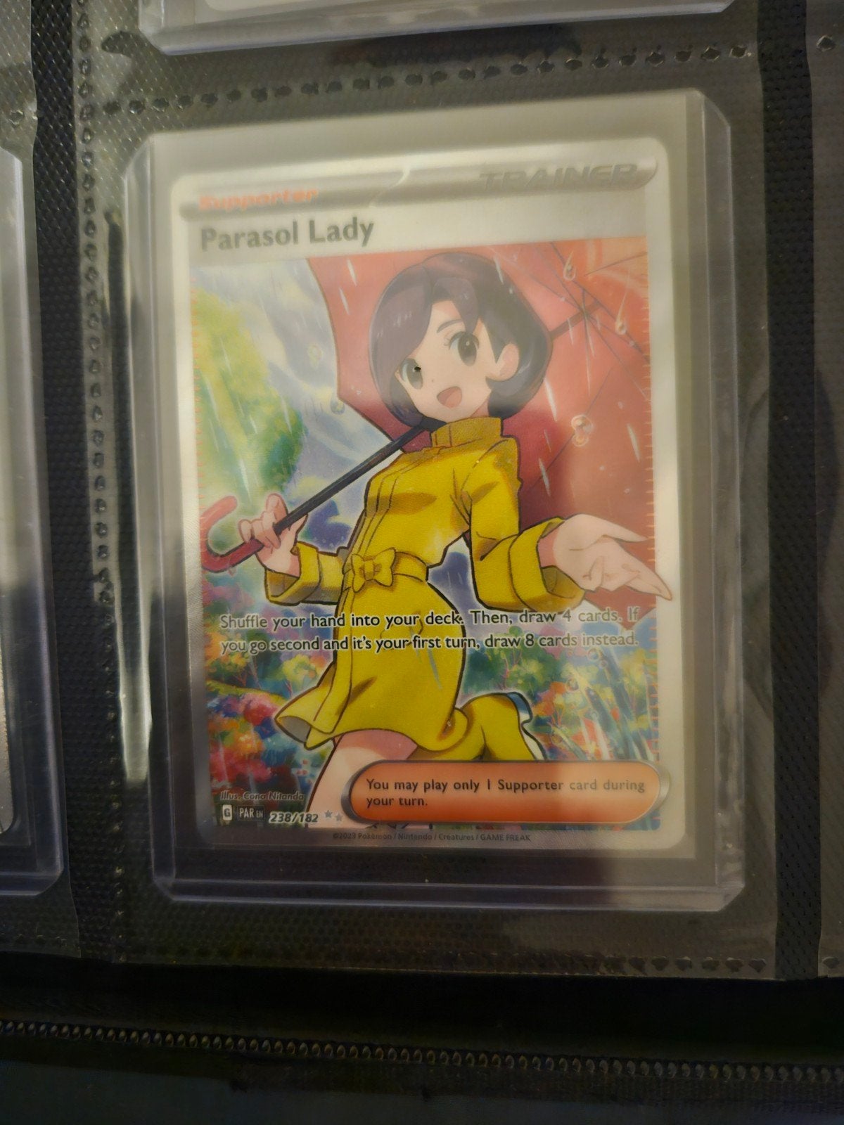 Pokemon Parasol Lady 238/182 Paradox Rift, Ophalen of Verzenden, Zo goed als nieuw, Losse kaart, Foil