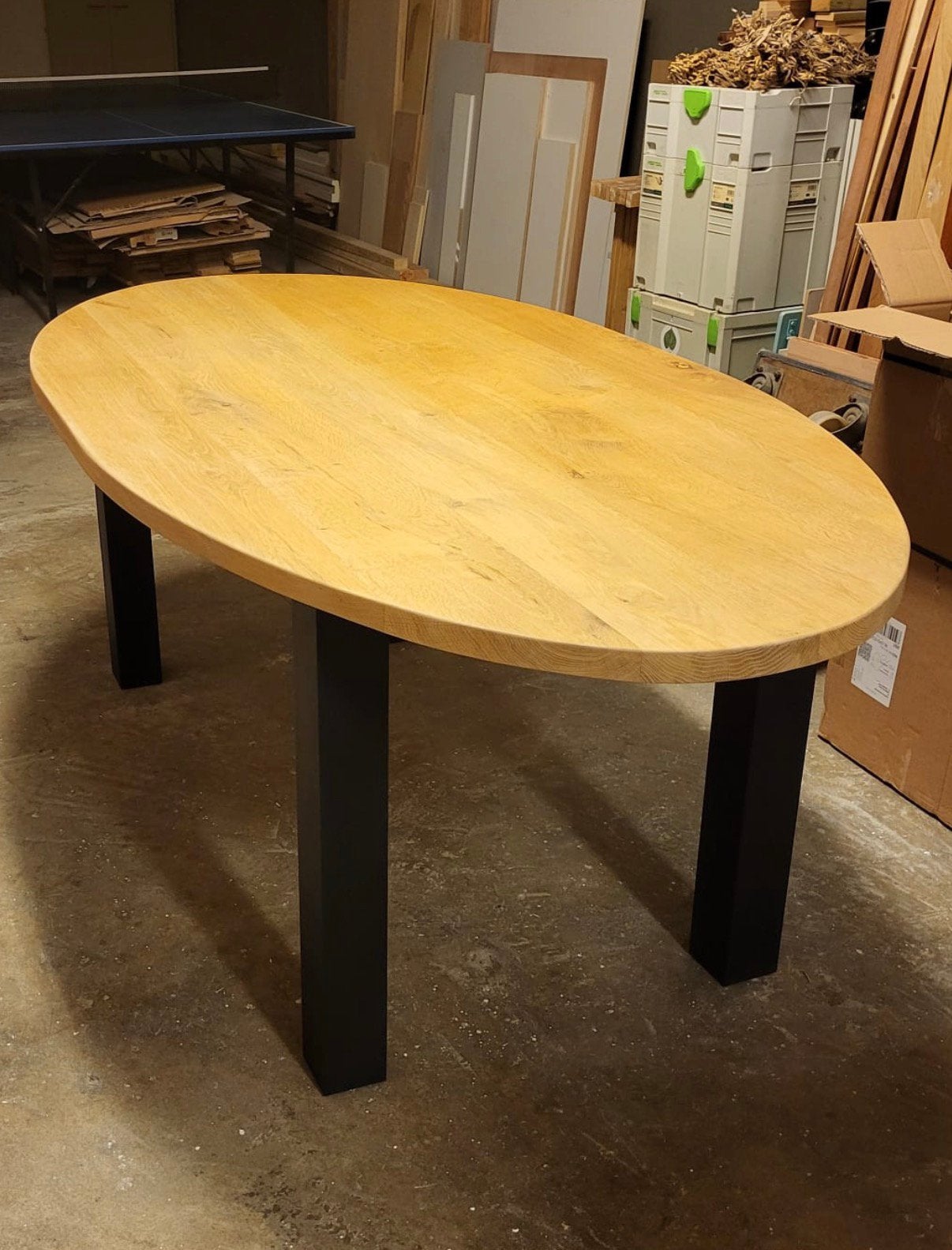 Eikenhoutenblad tafel ovaal NIEUW!, Ophalen, 200 cm of meer, 50 tot 100 cm, Zo goed als nieuw
