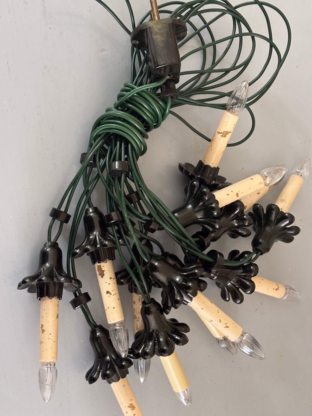 Oude kerstboomverlichting met kaarslampjes, Diversen, Ophalen of Verzenden, Gebruikt