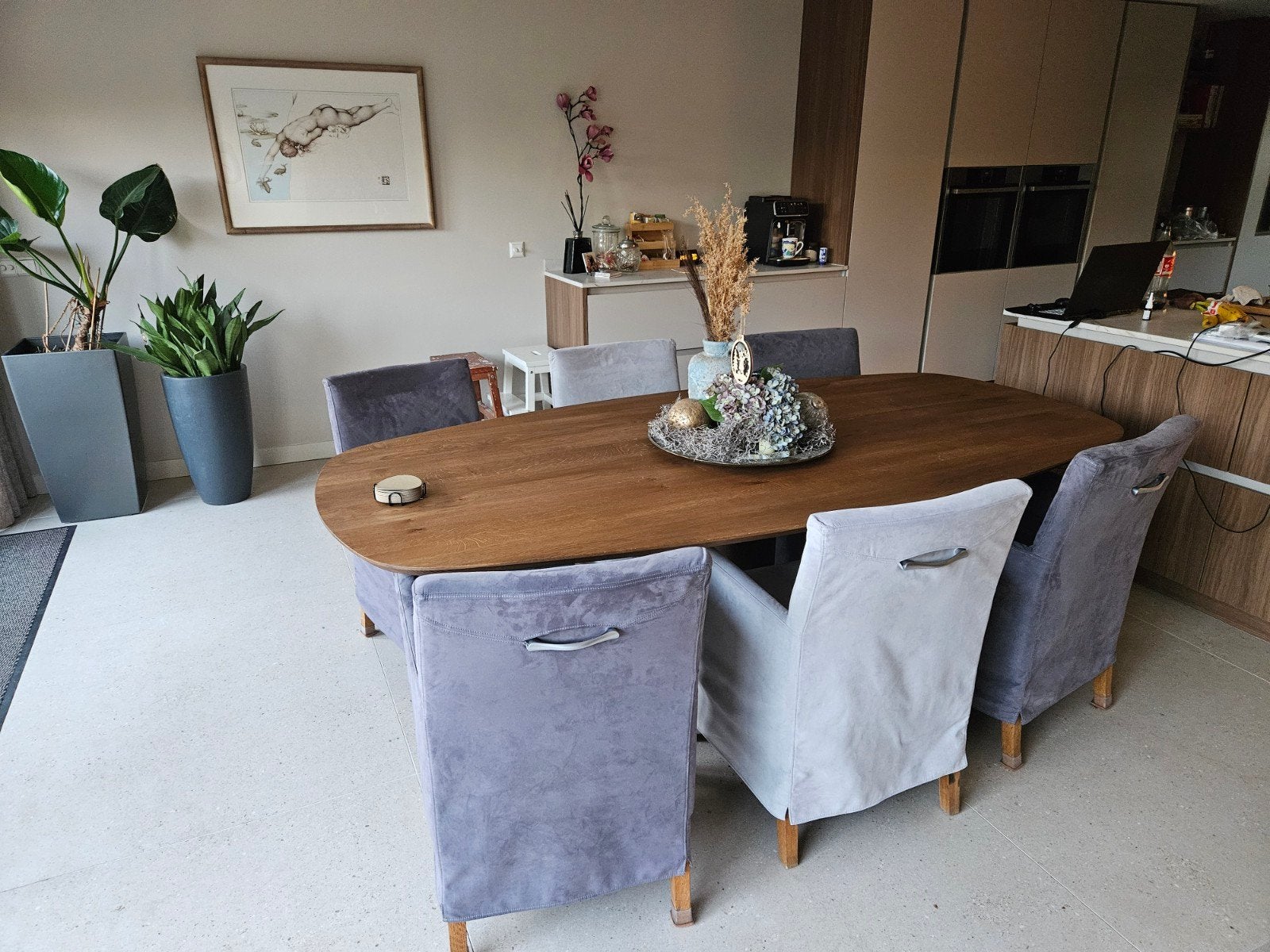 6 mooie stoelen met armleuning grijs, Huis en Inrichting, Stoelen, Ophalen, Kunststof, Zo goed als nieuw, Grijs