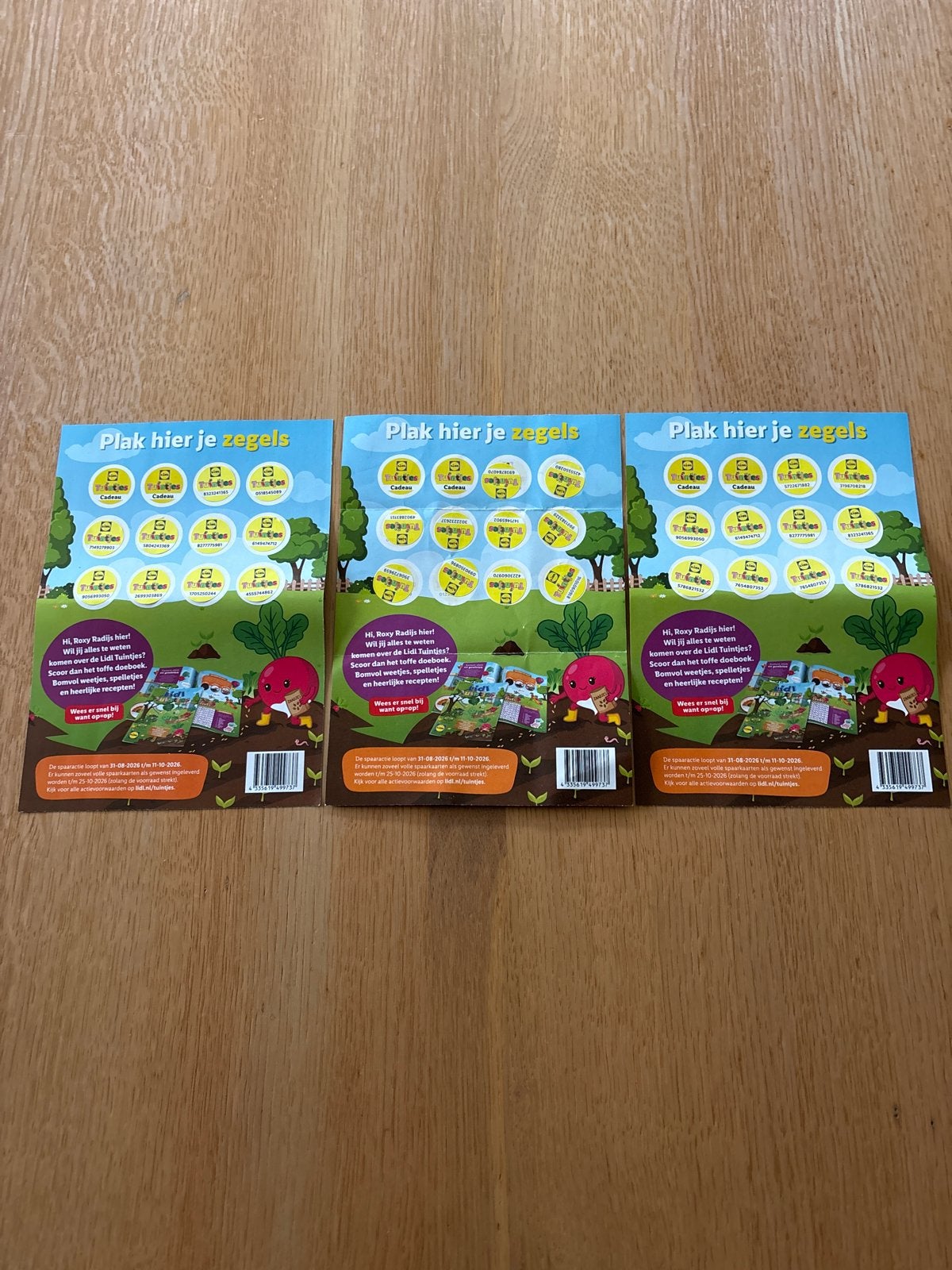3 volle spaarkaarten Lidl Tuintjes, Verzamelen, Lidl, Ophalen of Verzenden