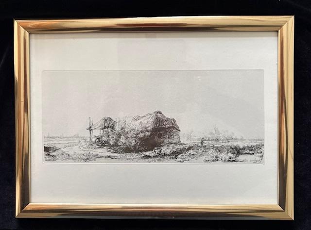 Rembrandt, ets van boerderij, Ophalen of Verzenden
