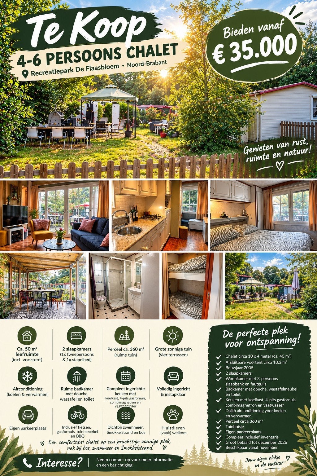 4 tot 6 pers Chalet te koop, In bos, Noord-Brabant, Recreatiepark, Chalet, Bungalow of Caravan