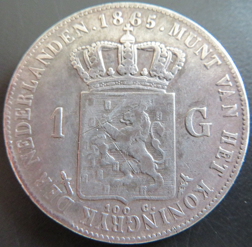 Gulden 1865, Postzegels en Munten, Munten | Nederland, 1 gulden, Koning Willem III, Verzenden, Zilver