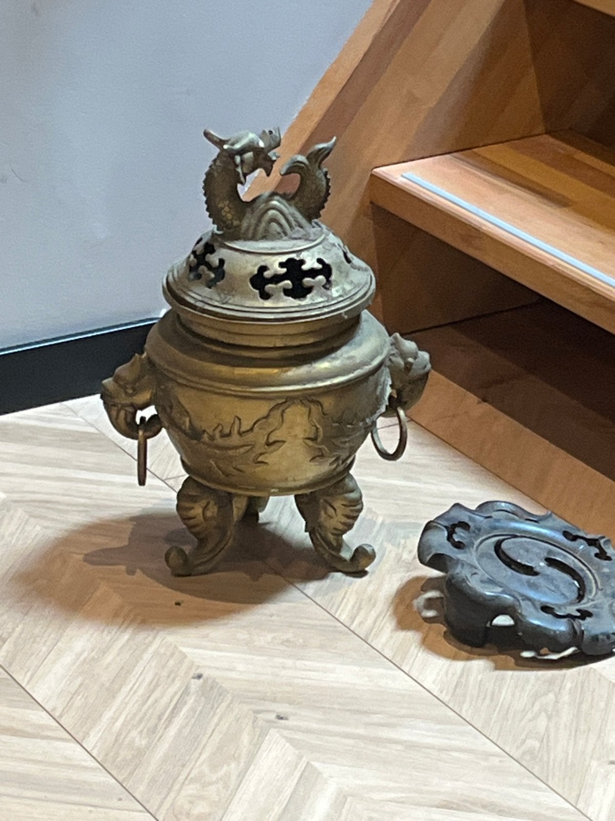 Antieke Chinese Bronzen Wierookbrander met Draken, Ophalen of Verzenden