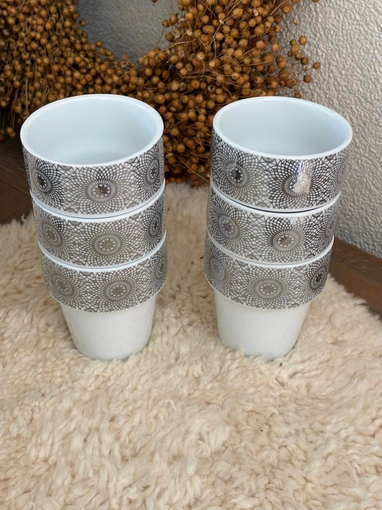 Set van 6 melkbekers, Gebruikt, Keramiek, Overige typen, Ophalen of Verzenden