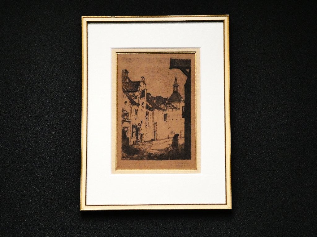 Ets Anton Pieck Muurhuizen Amersfoort Dieventoren 1916, Ingelijst, Ets, Stadsgezicht, 27 cm