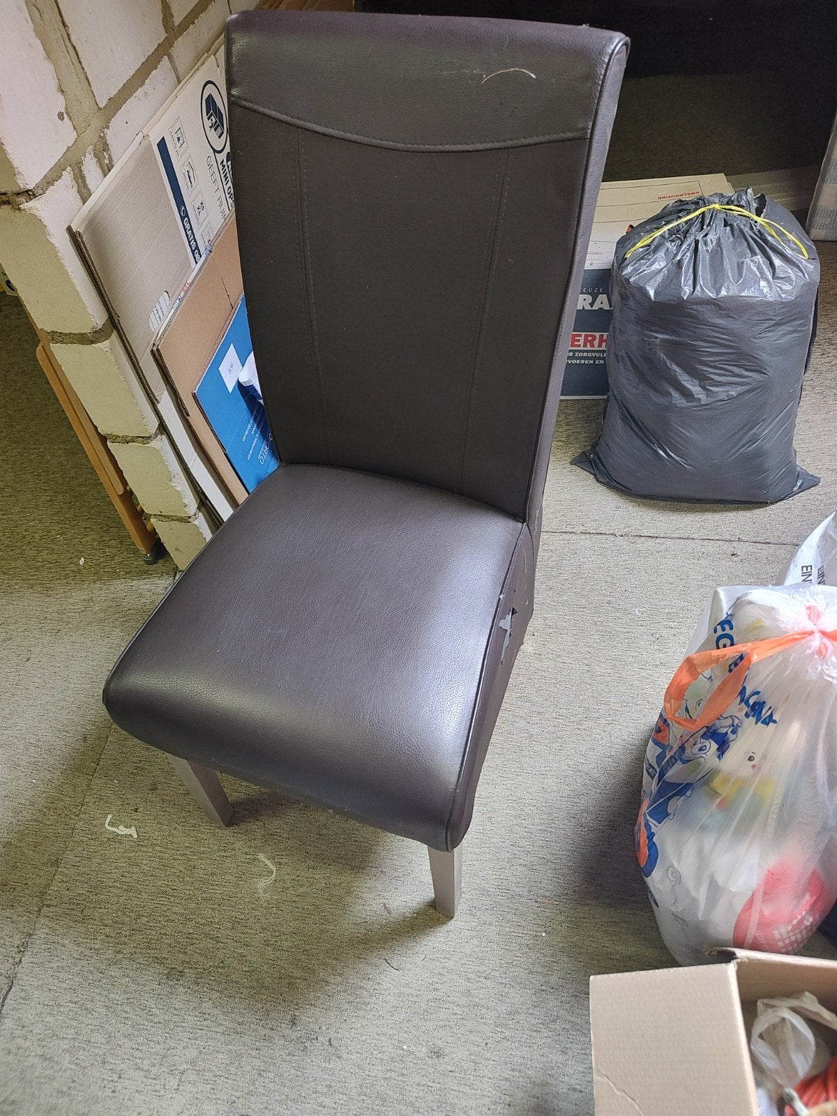 Elegante eetkamerstoelen - Set van 4, Huis en Inrichting, Ophalen, Gebruikt, Bruin, Leer