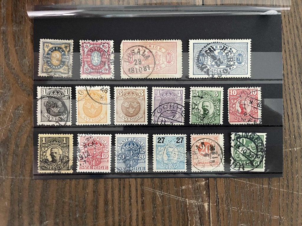 postzegels zweden oude postzegels kaart 217, Verzenden, Zweden, Gestempeld