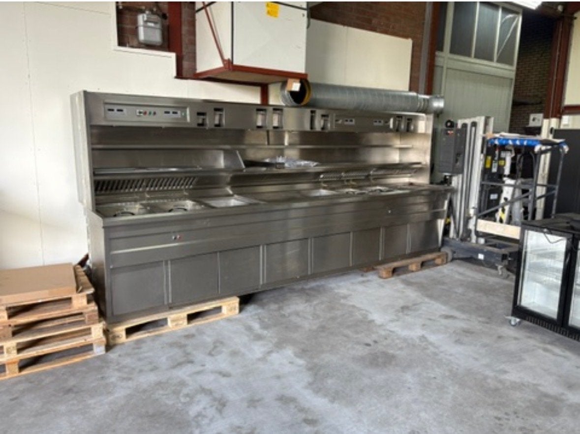 Professionele RVS Frituurwand met Afzuiging, Ophalen, Gebruikt