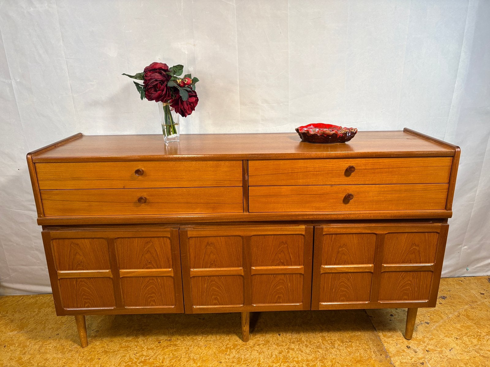 Gratis bezorging!Mid-century retro vintage teak dressoir1960, Huis en Inrichting, Kasten | Dressoirs, Gebruikt, 150 tot 200 cm
