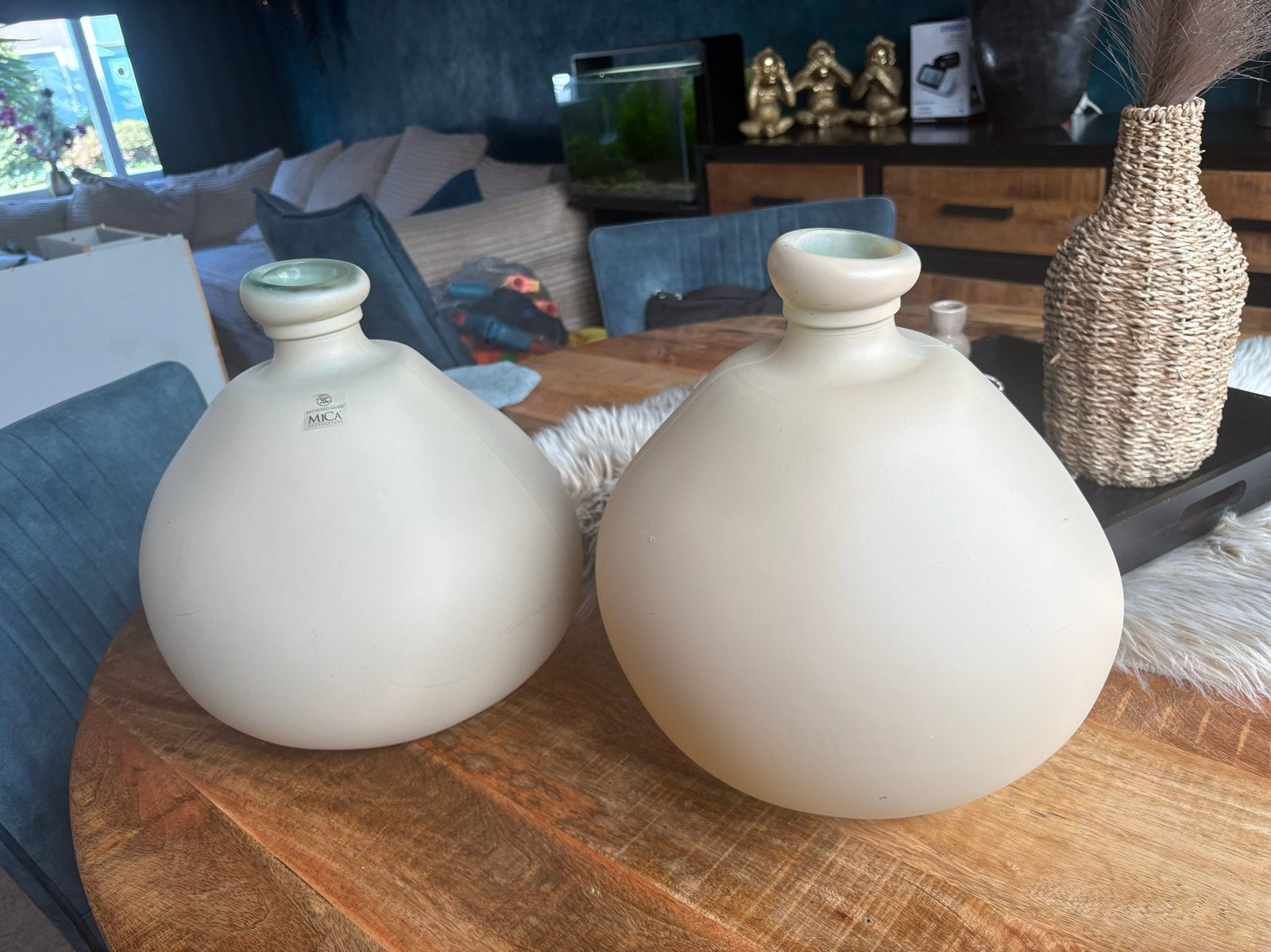 Set van 2 Mica Decorations vazen, beige, Spanje, Huis en Inrichting, Ophalen, Handgemaakt, Beige, Nieuw