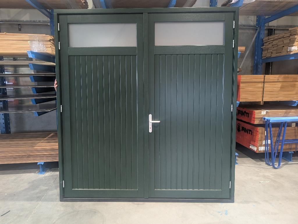 Houten garagedeur openslaand, Doe-het-zelf en Verbouw, Deuren en Horren, Ophalen, Garagedeur, Zo goed als nieuw, Hout