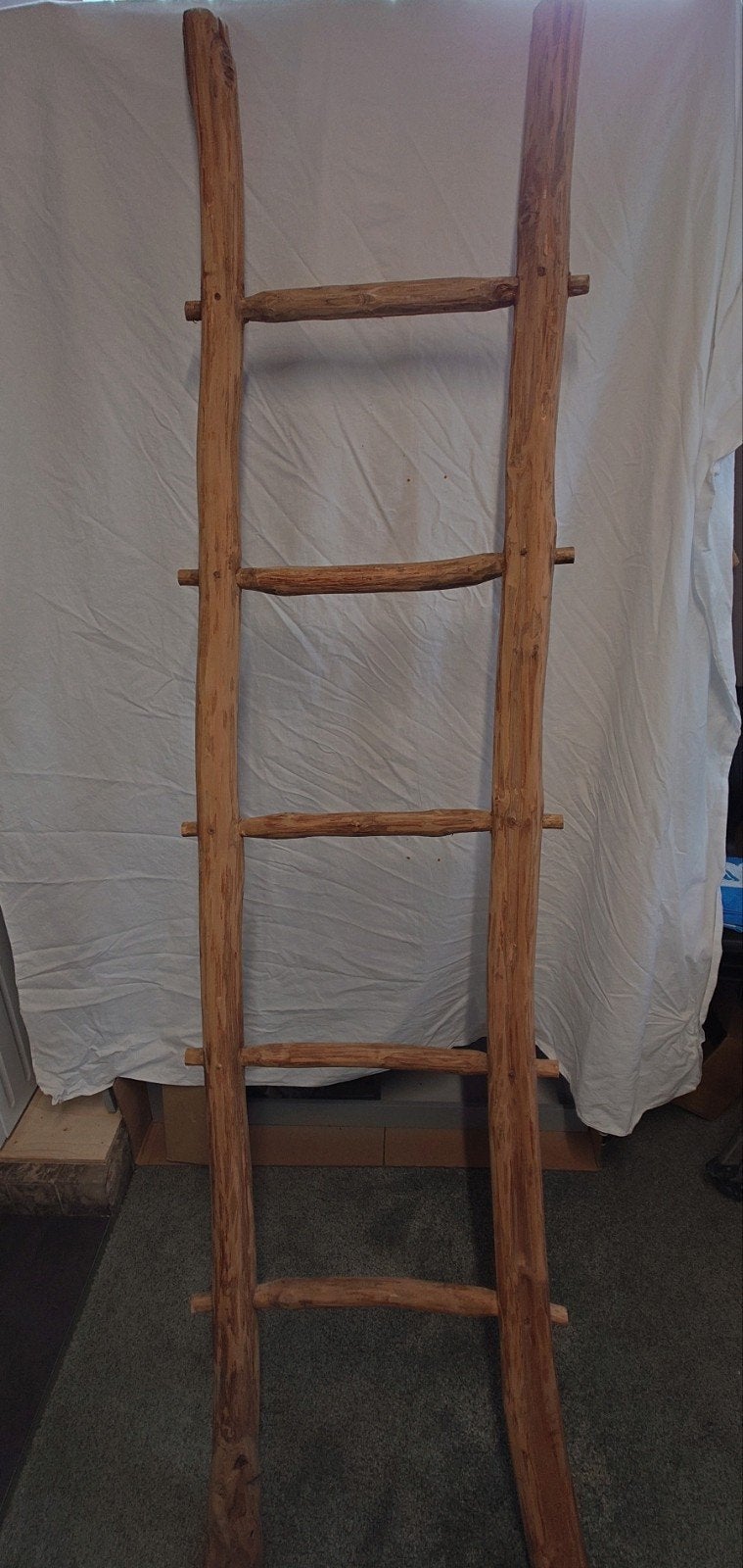 Decoratieve teakhouten trap, Ophalen, Hout, Decoratieobject, Zo goed als nieuw