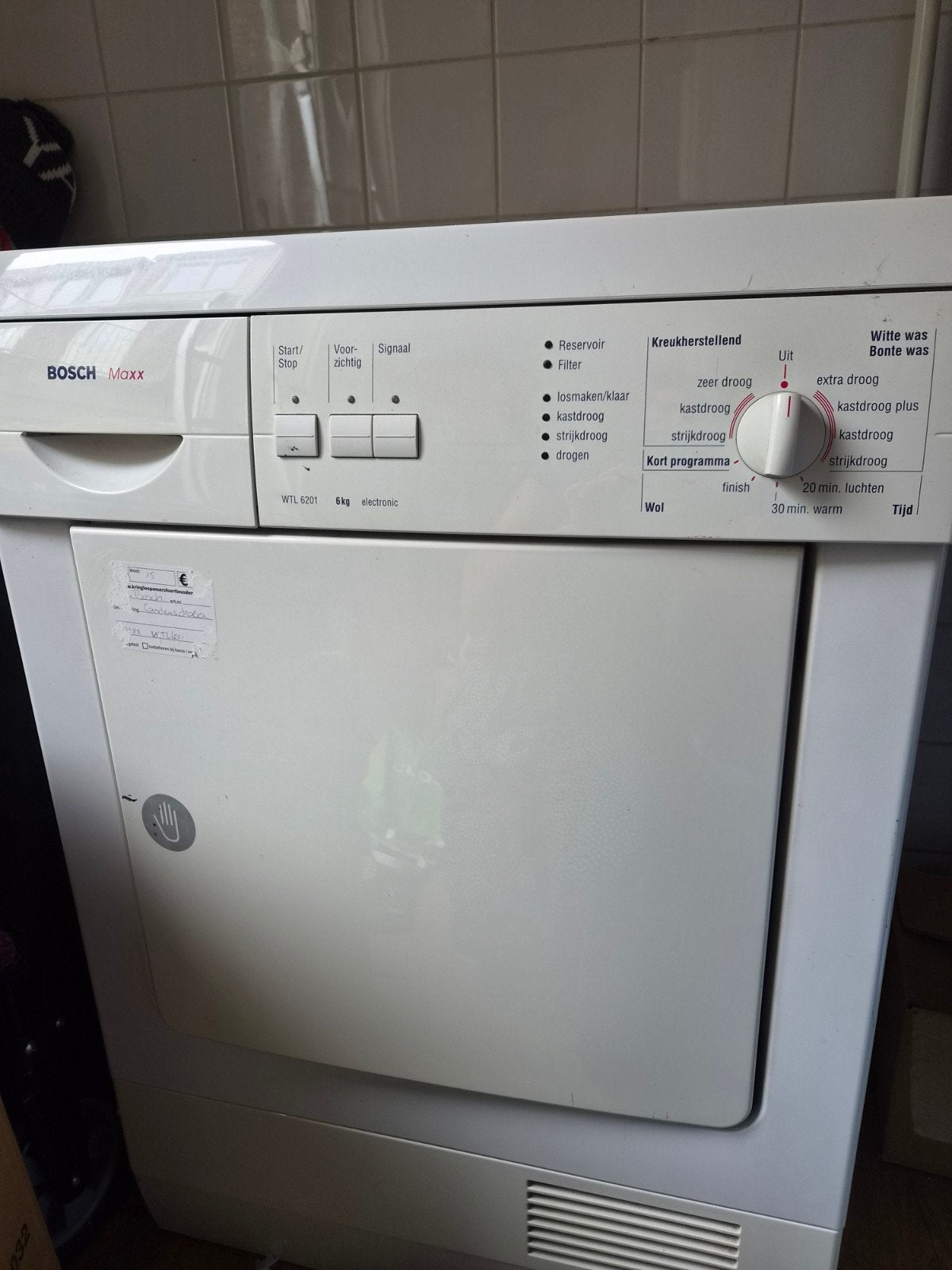 Bosch Maxx droger - werkt, maar geeft reservoir melding, Witgoed en Apparatuur, Wasdrogers, Ophalen, 6 tot 8 kg, Gebruikt, Anti-kreukfase