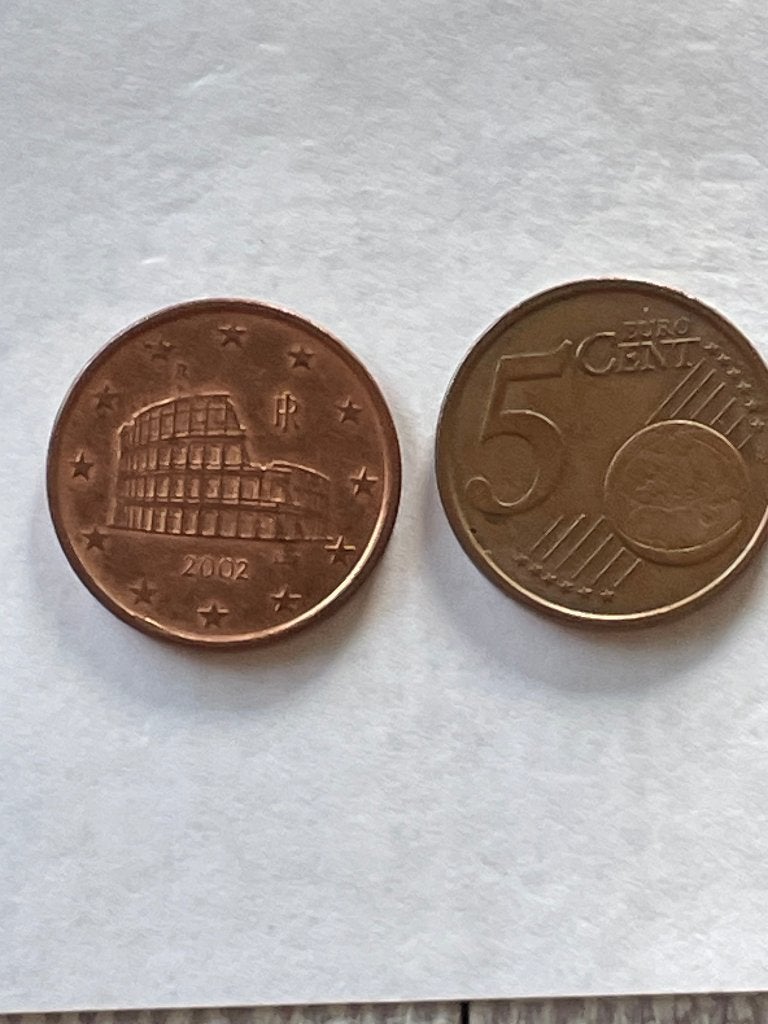 Italië  Euro munten van 5 cent.  2002, Ophalen of Verzenden, Italië, 5 cent, Losse munt