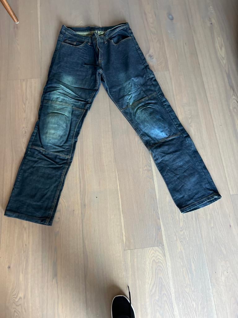 Motorbroek spijkerstof met kniebeschermers maat 36, Motoren, Ophalen of Verzenden, Tweedehands, Dames, Broek | textiel