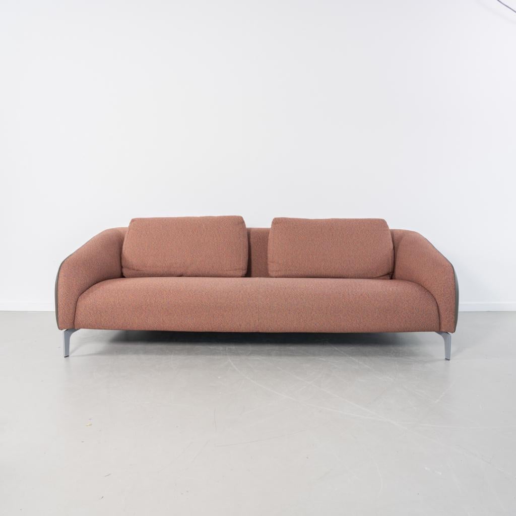 1x Leolux Elias Bank 3,5-zits/250cm Rood Stof - Grijs leer, Huis en Inrichting, Banken | Bankstellen, Niet ingevuld, Leer, Niet ingevuld