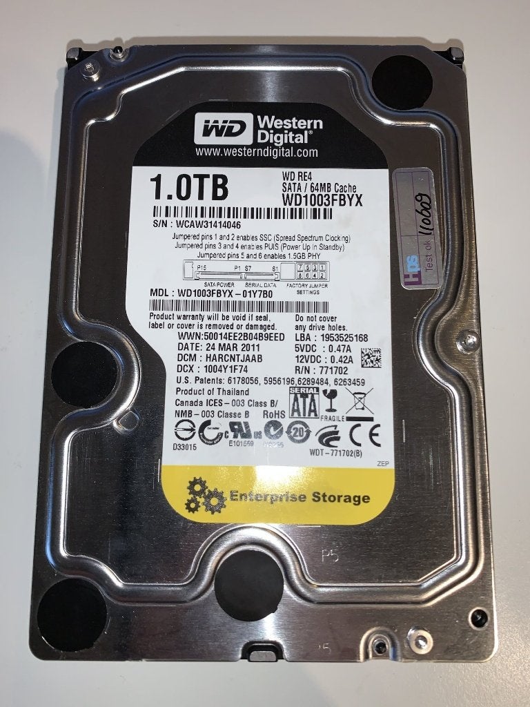 Western Digital RE4 WD1003FBYX 1 TB HDD WCAW31414046, Ophalen of Verzenden, Gebruikt, Desktop