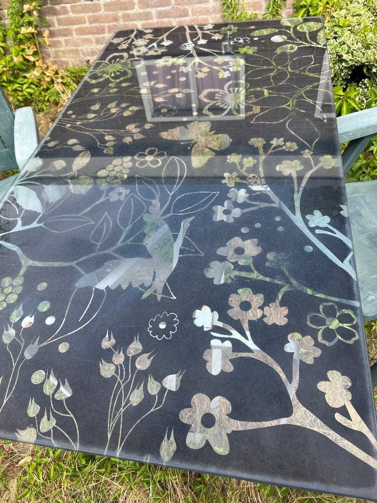 Glasplaat 150 bij 80 cm voor op tafel., Ophalen, Gebruikt, 100 tot 150 cm, 50 tot 100 cm