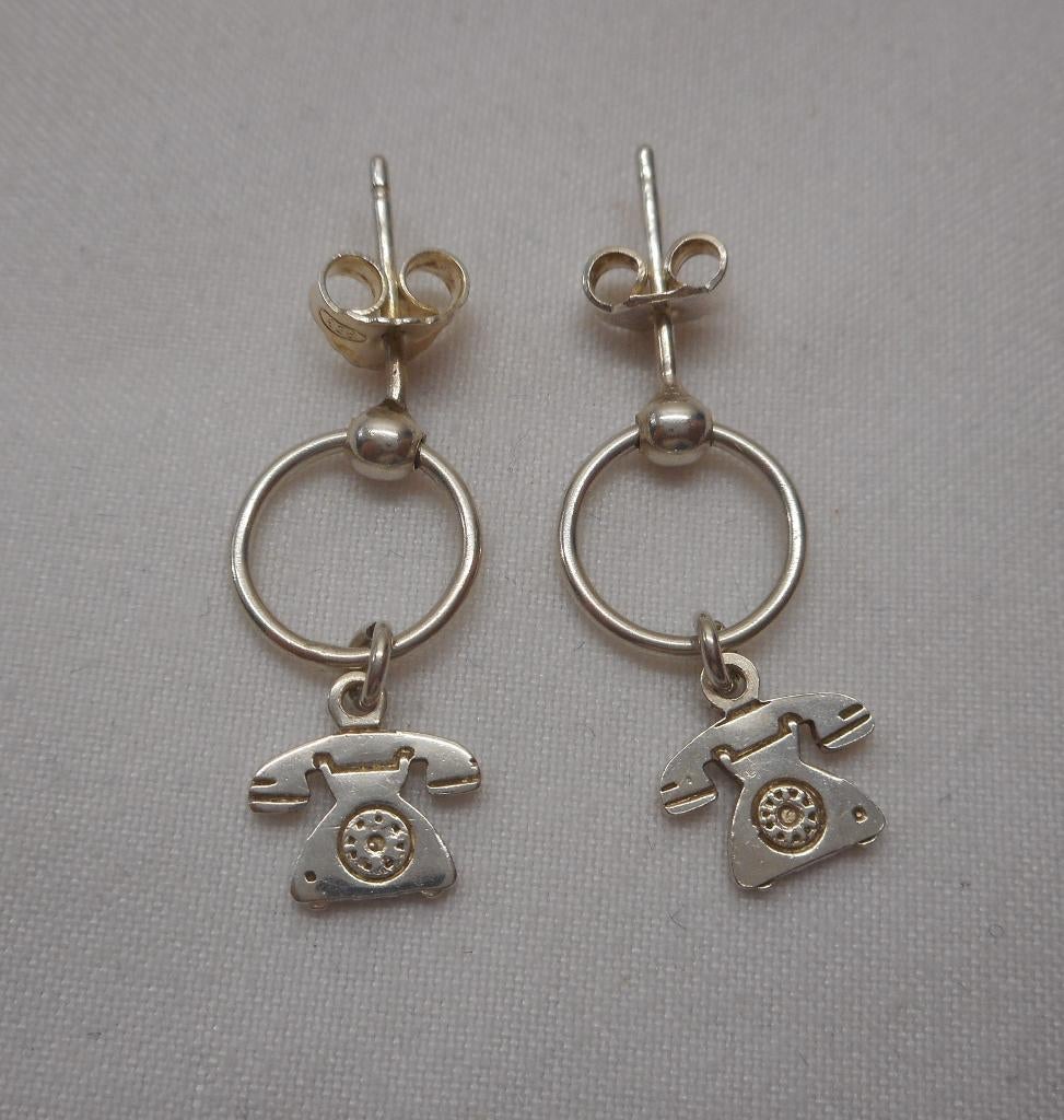 Zilveren bijzondere vintage oorbellen nr.1459, Sieraden, Tassen en Uiterlijk, Oorbellen, Hangers, Verzenden, Zo goed als nieuw